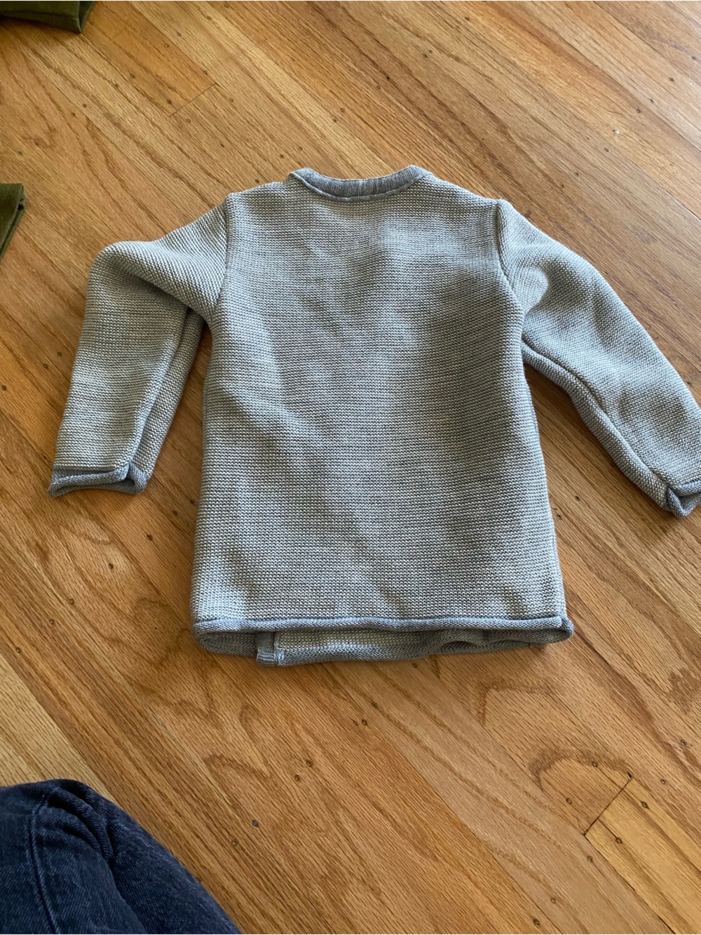Kids Knit Button-Front Wrap Sweater Jacket - Gray - Picture 2 of 3